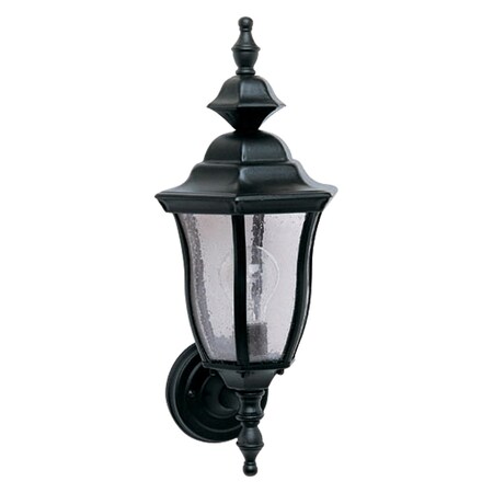 Maxim One Light Black Seedy Glass Wall Lantern 1012BK